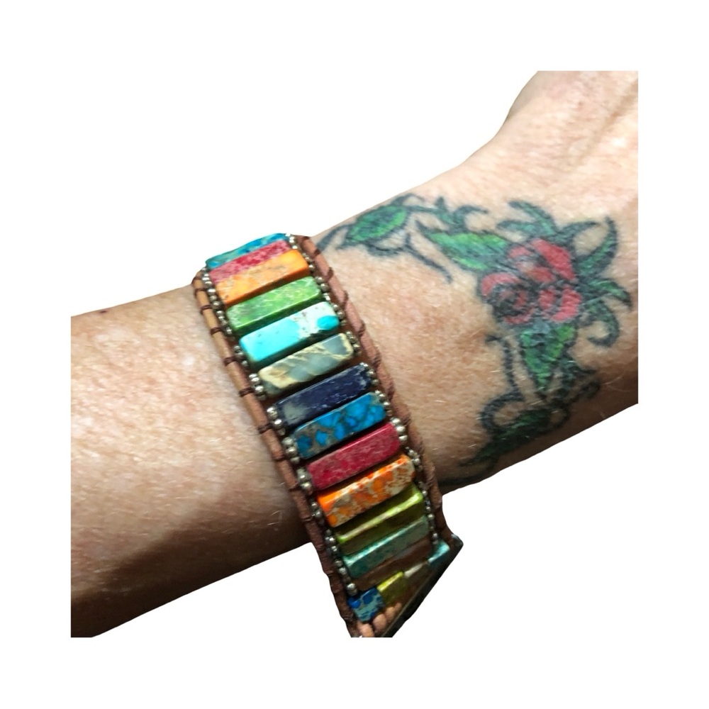 Apple Watch Band Boho Gemstone Leather Wrap 38 40 41mm - Picture 10 of 10